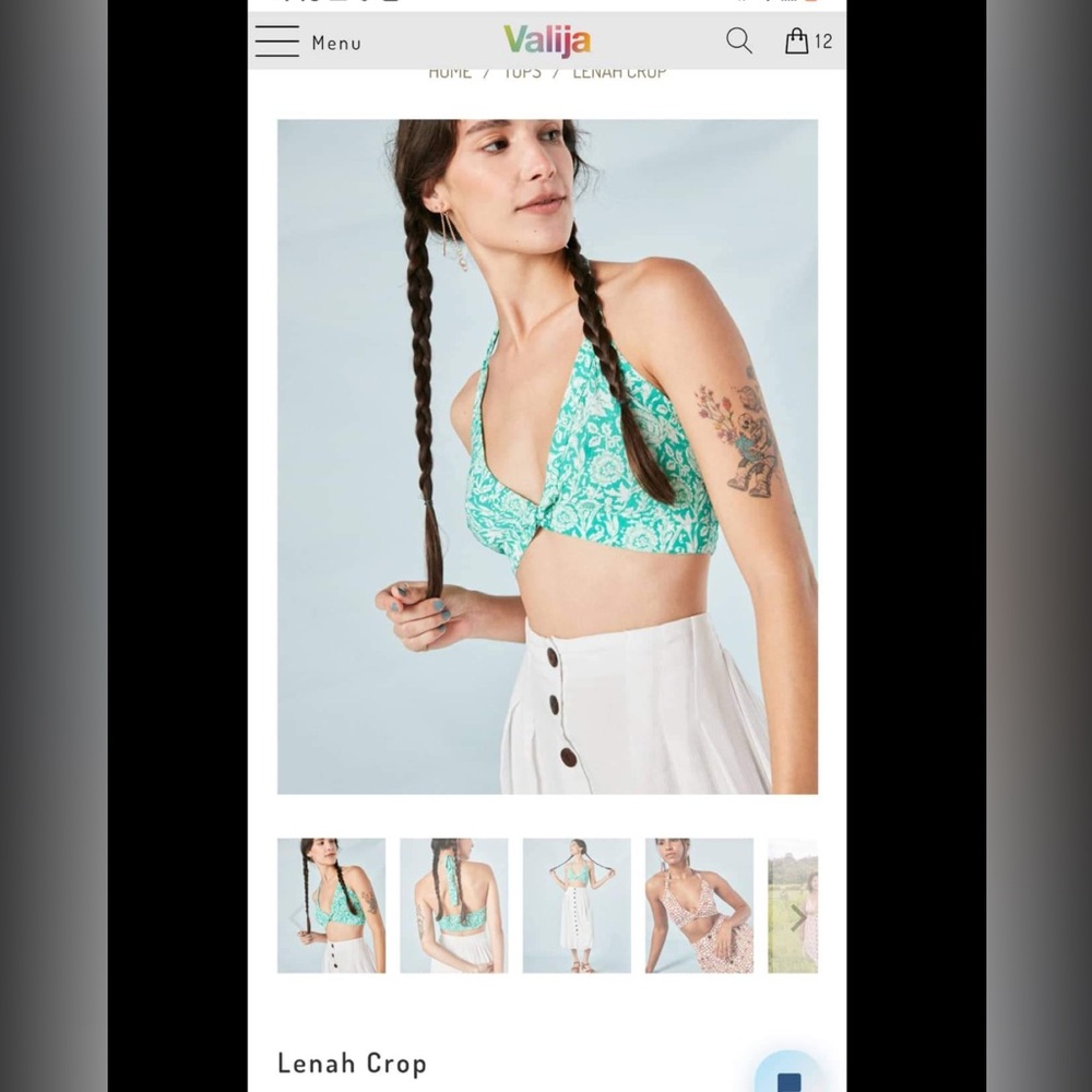 Valia Teal Patterned Tank Top